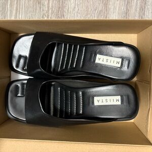 Miista Black Leather Mules